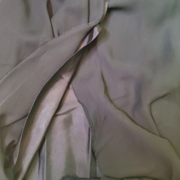 Annarita N. VTG Black Chiffon Wrap Midi Skirt Asymmetric Raw Trim Italy Sz 10 - Picture 7 of 9